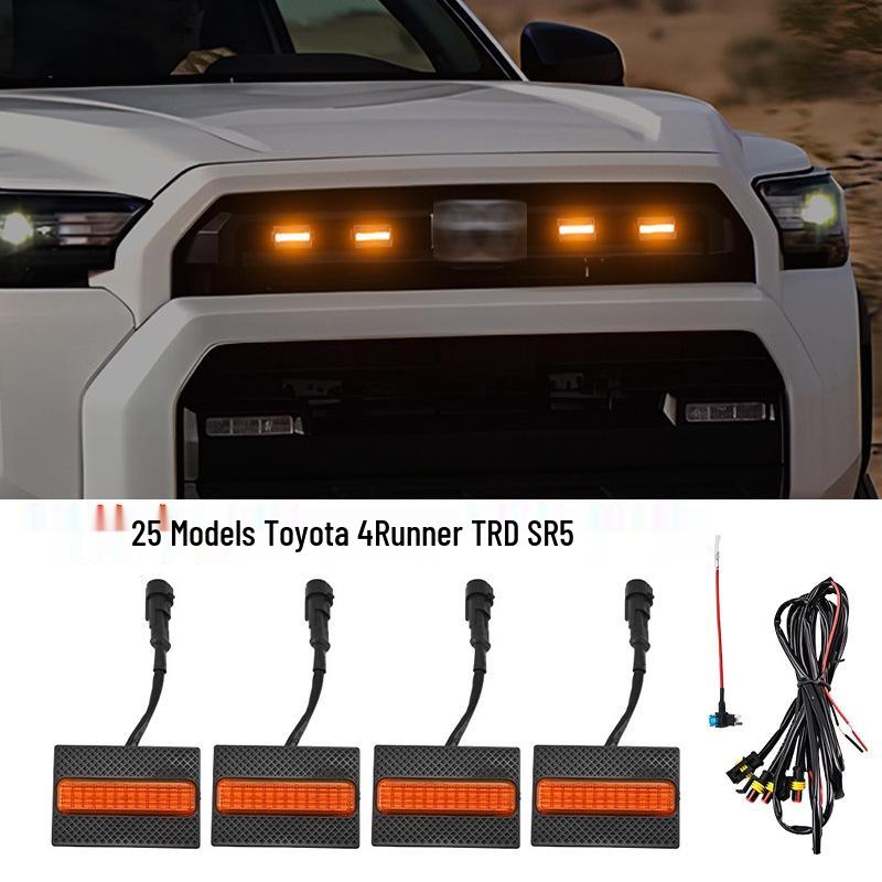 

LED Yellow Daytime Running Light for 25-Model Toyota 4Runner TRD SR5 Grille, Small Size Black Shell White Light (with Fuse)