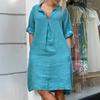 2026 New Women's Casual V-neck Discounted Long-sleeve Solid Color Loose Dress