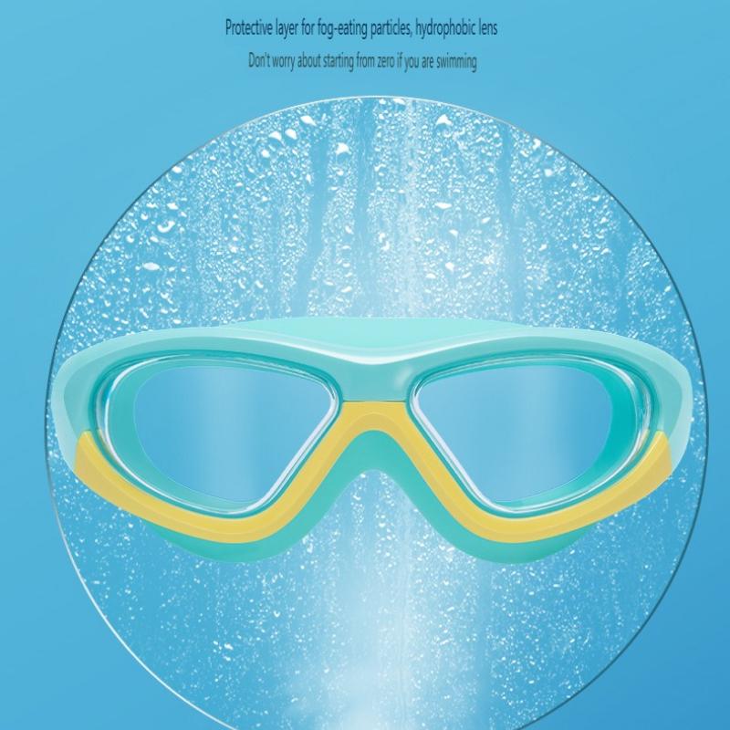 Waterproof Children's Swimming Goggles High-definition Anti-fog Wide-angle Large Frame Seal Wearing Earplugs Goggles for Kids2