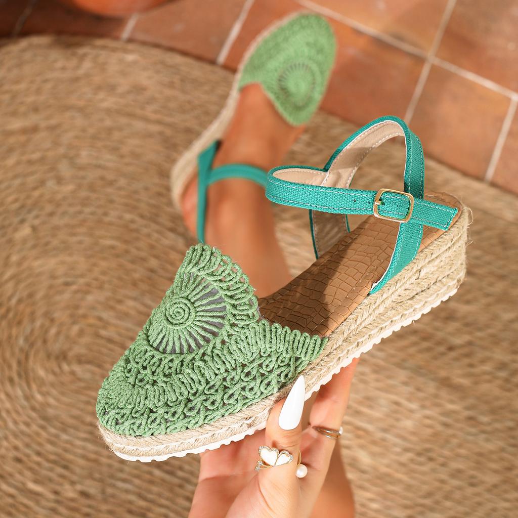 2026 New Women's Wedge Espadrille Sandals Ankle Strap Platform Shoes Breathable Knit Design Fashion Casual Summer Sandals Size35