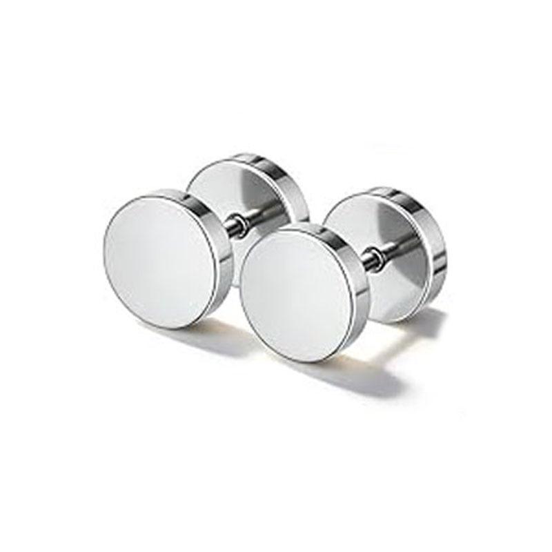 Pendientes Redondos de Acero Inoxidable con Cruz y Goteo de Aceite para Hombre