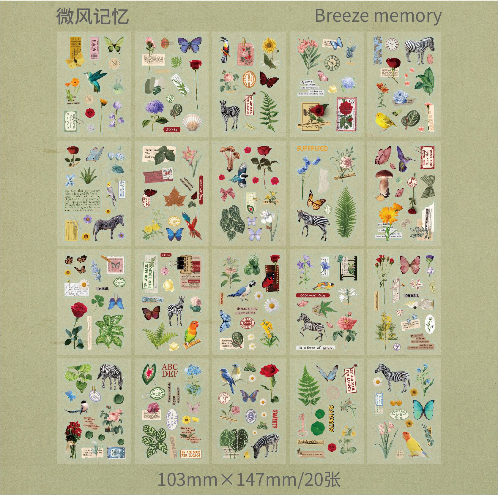 MINKYS Retro Story 20 sheets/Piece Decorative Sticker Book Laptop Journal Photocard Stickers Kids Gift School Stationery