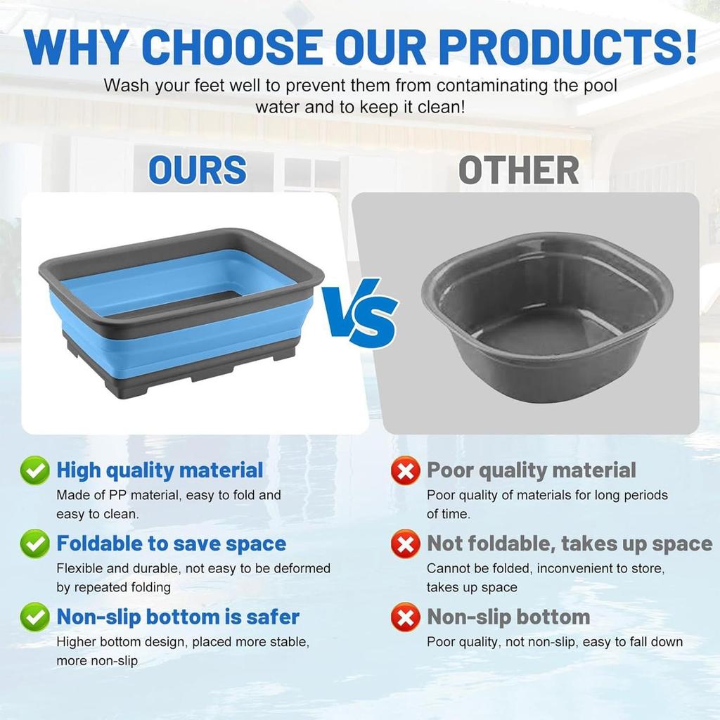 Pool foot bath soak tub Foot Wash Tub Foldable Foot Cleaning Basin Hot Tub Soaking Bucket Swimming Pool Cleaning Tub Foot Wash