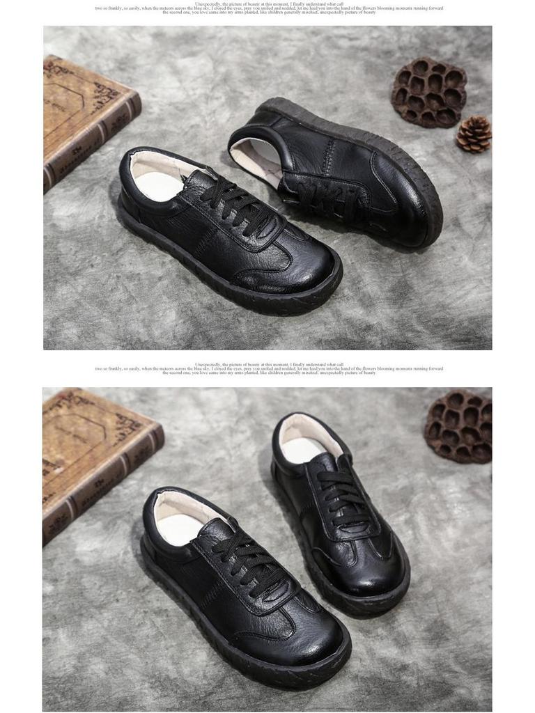 2025 Spring/Summer Genuine Leather Non-Slip Women's Soft Sole Shoes for Moms, Mori Girls, and Pregnant Women - Versatile Handmade Design.