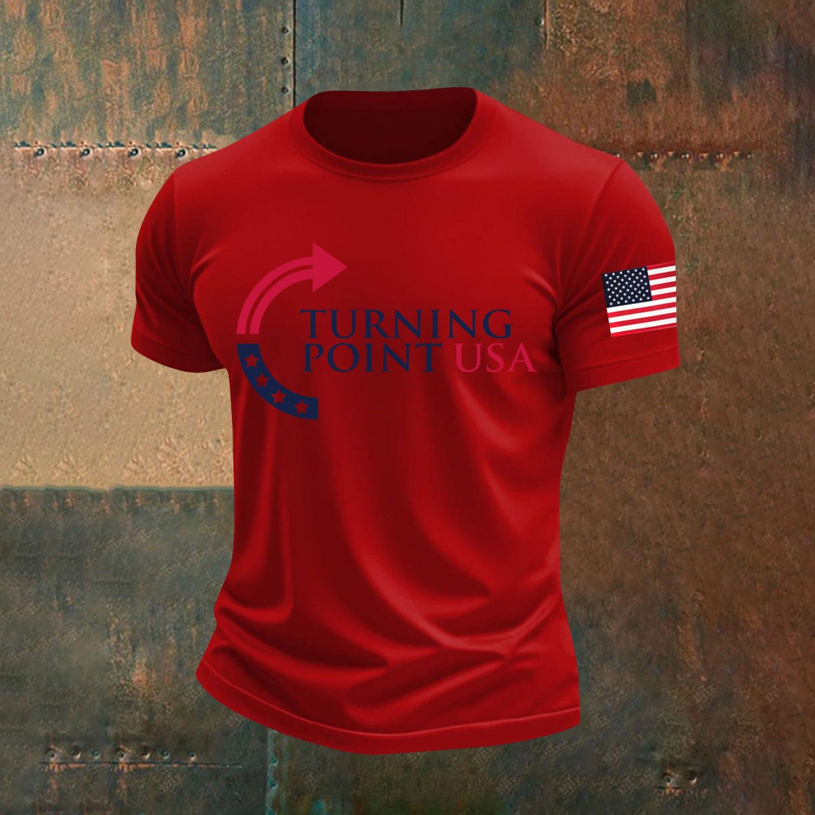 

Мужская футболка с коротким рукавом с принтом Мужская свободная повседневная футболка с коротким рукавом L красный