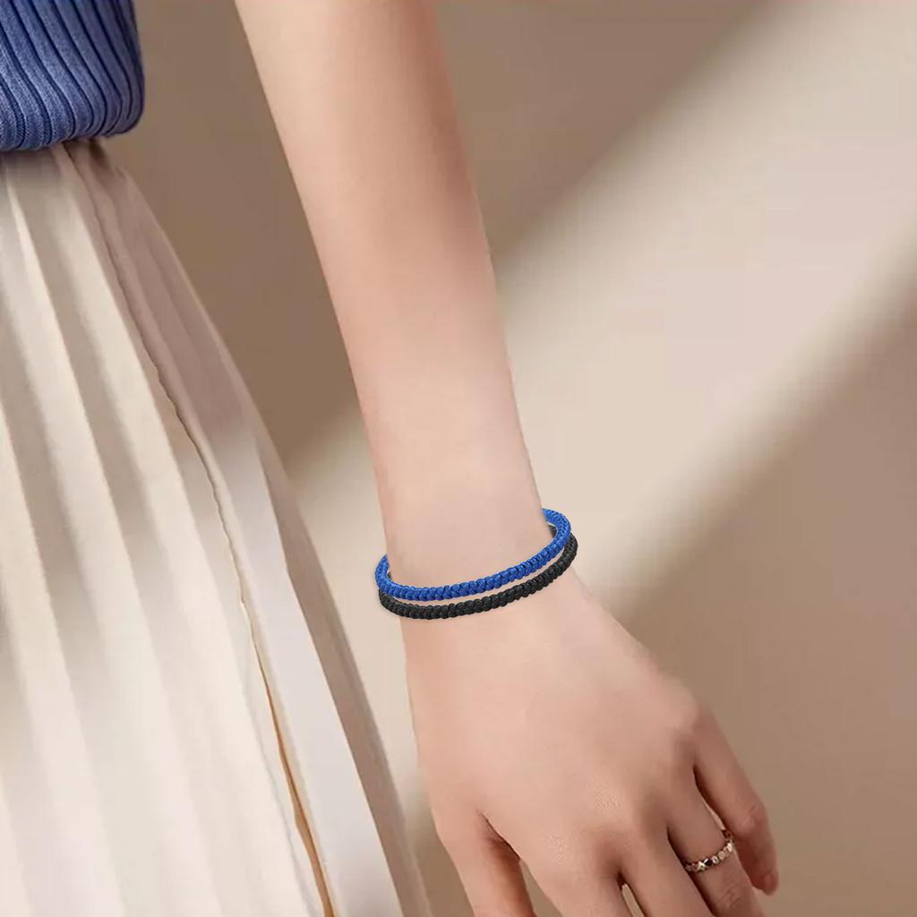 Handmade Blue Beads Bracelet Portable Braided Bracelets Set Elegant Wristband Accessories For Men And Women