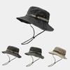 1 ks Sluneční klobouk Boonie Klobouk Washed Bucket Hat Skládací Outdoorový Klobouk na Rybaření Lov s Popruhem Nastavitelný Podbradní Pásek pro Muže a Ženy