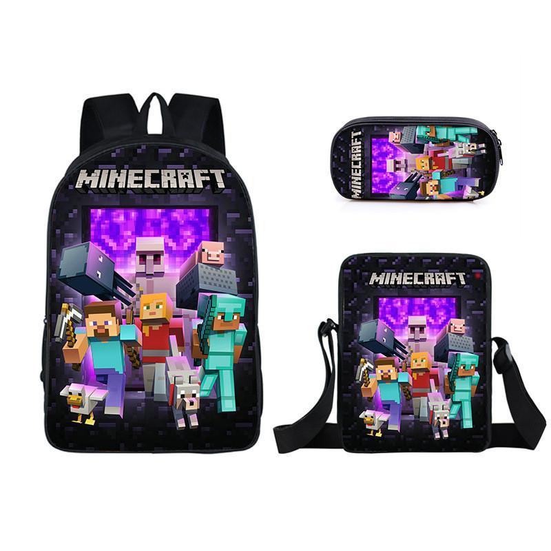 Minecraft Cartoon Game Character Printed Children Large Capacity Backpack