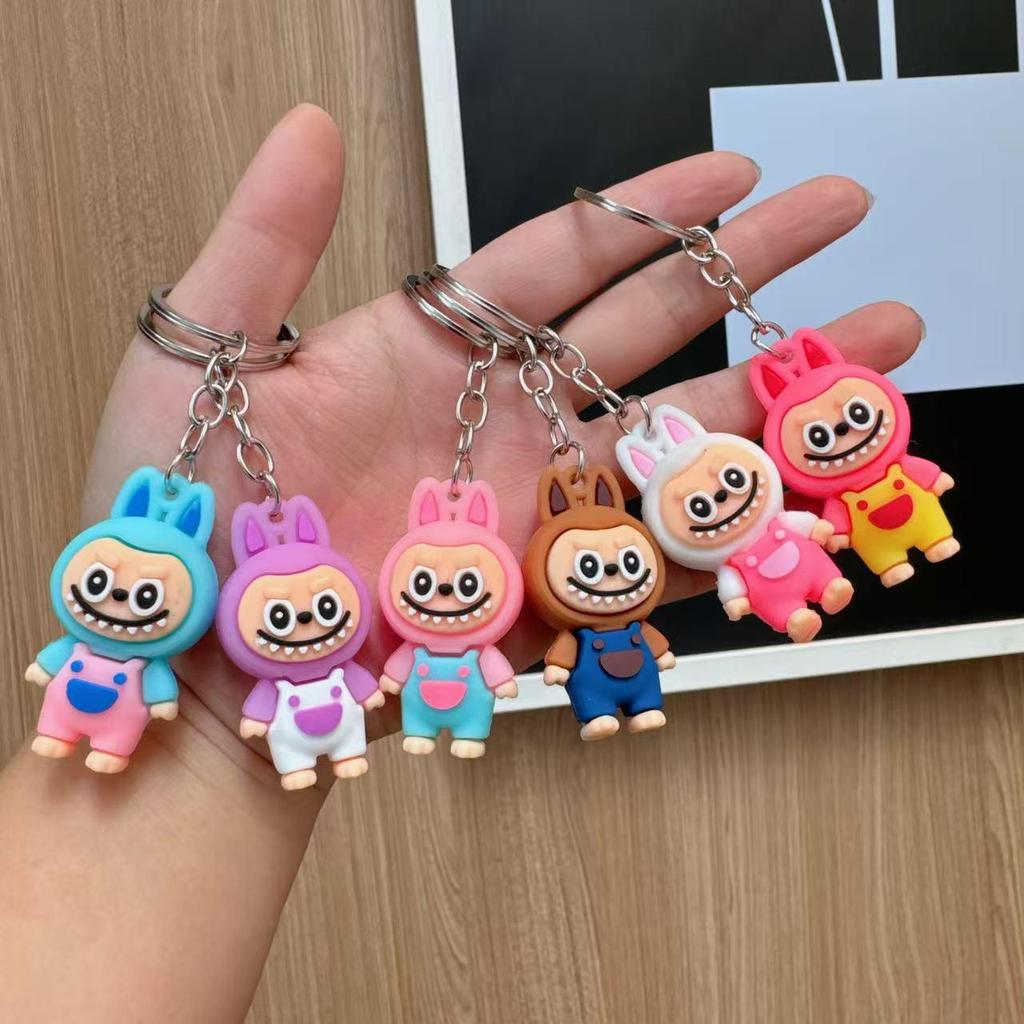 Cartoon Labubu Little Lamb 3D Doll Keychain - Cute Boy Schoolbag Ornament Gift