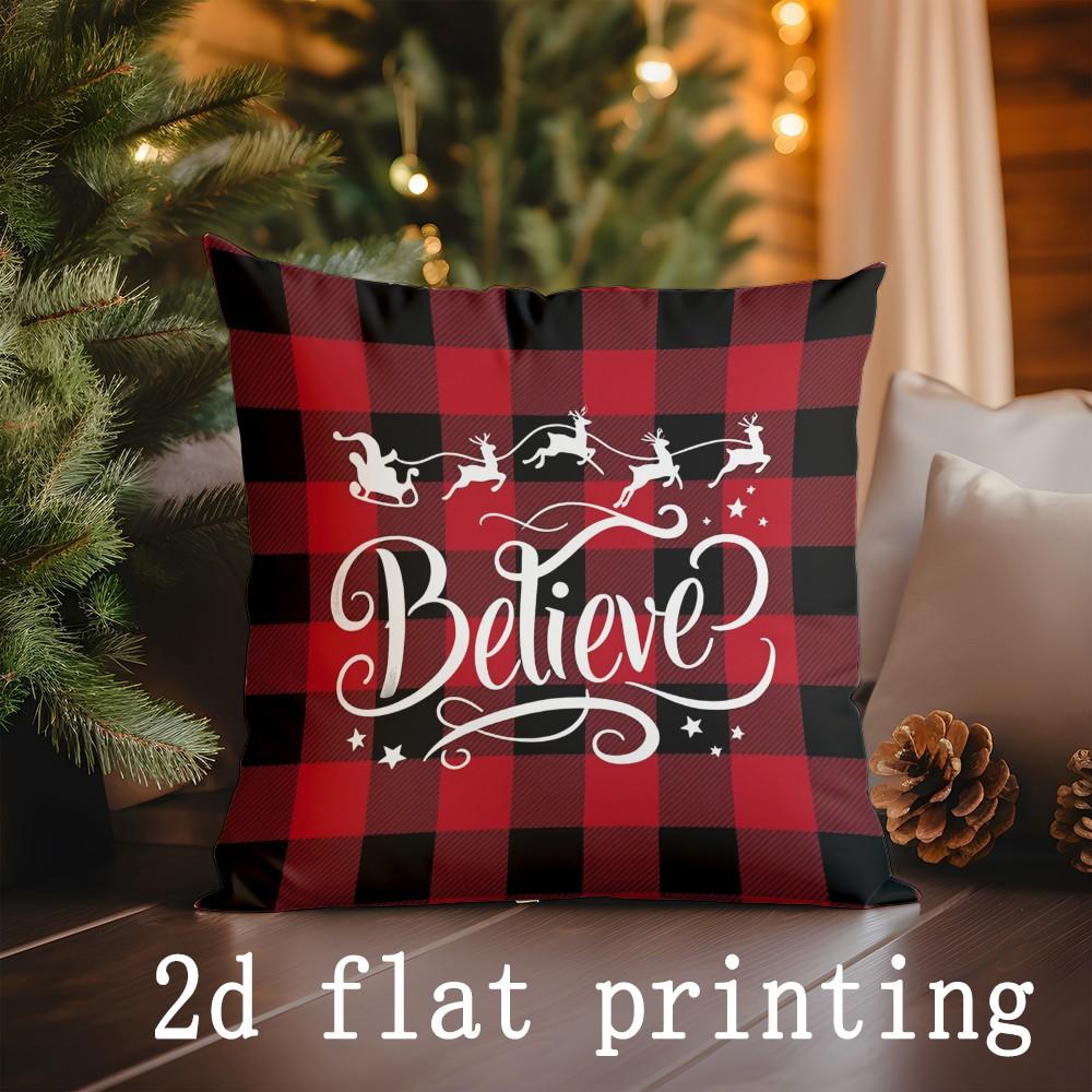 

Home Decor Merry Christmas & Holly Jolly Holiday Pillows Pattern Cushion Cover Suitable for Sofa Bedroom Car Pillow Cover 16x16Inch