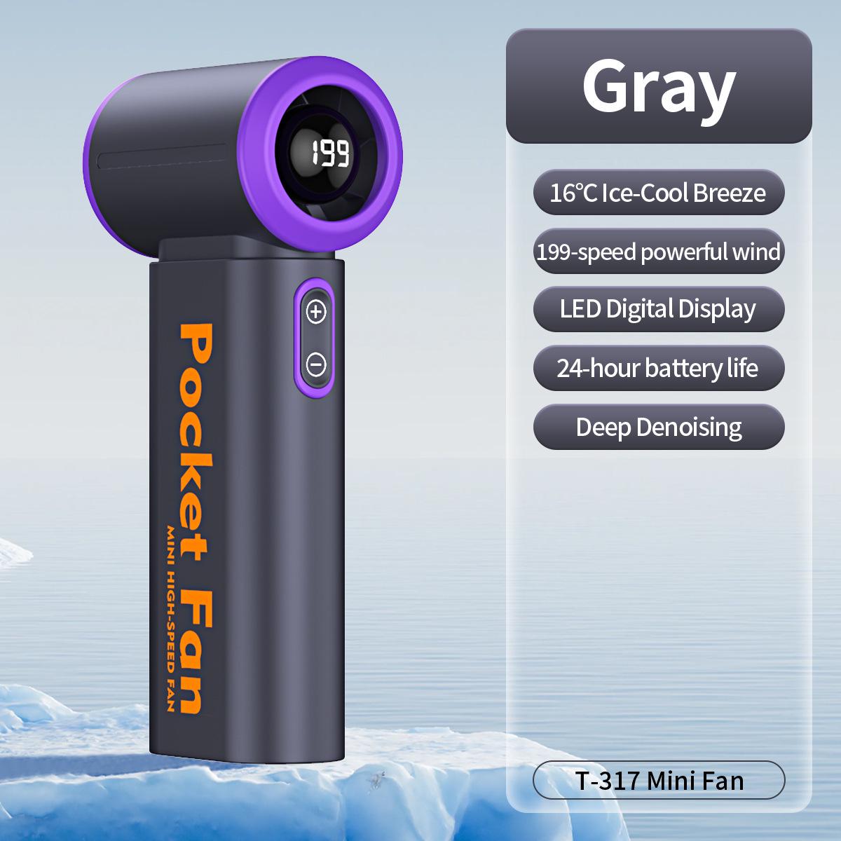 

2026 T317 Mini USB Fan: Stylish, Quiet, Strong Wind, Long Battery Life 136x57x40 mm серый