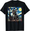 Französische Bulldogge Hund Van Gogh Stil Sternennacht Geschenk Unisex T-Shirt