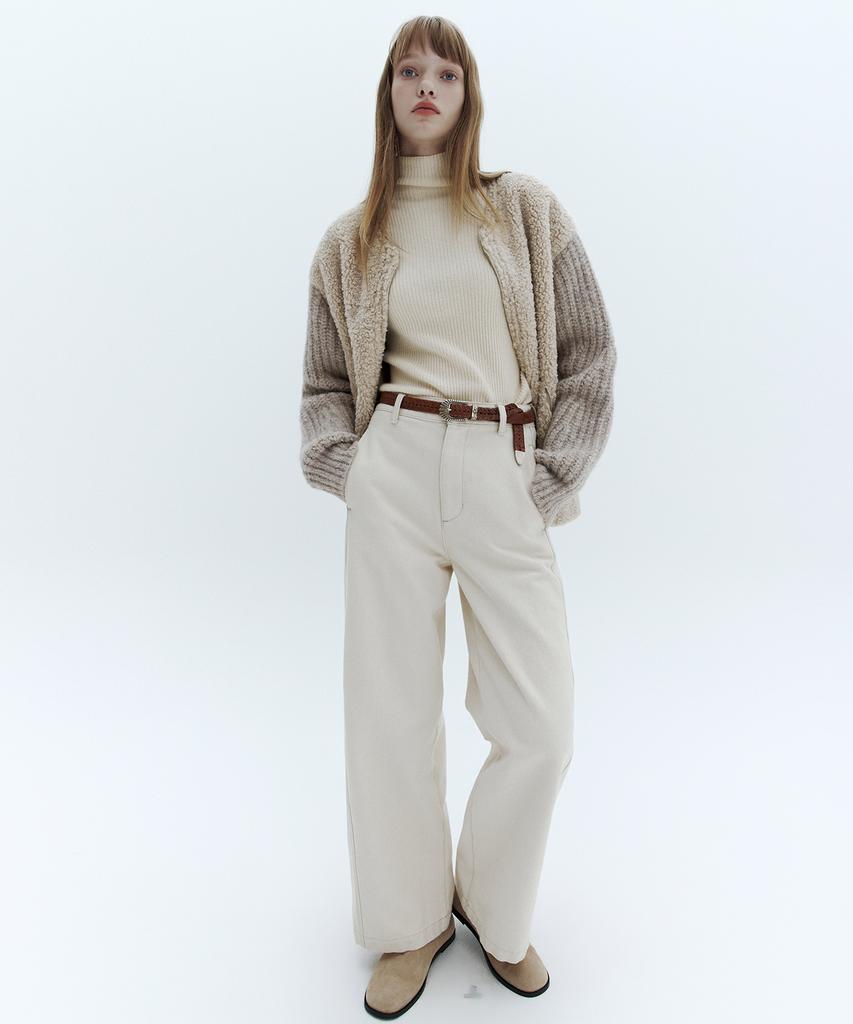 CITYBREEZE Alpaca Mix Zip-Up Knit_Beige