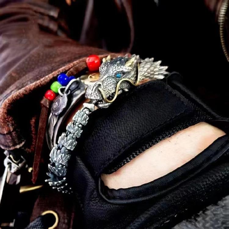 Nákotníková řetízková náramek Steampunk Rockový náramek pro motorkářské šperky Náramek na zápěstí Cool