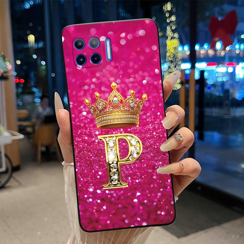 Initial Letter Couple Crown Phone Case For Motorola Moto G 5G Plus Bumper Silicone Black Case Protective Shockproof Soft Cover