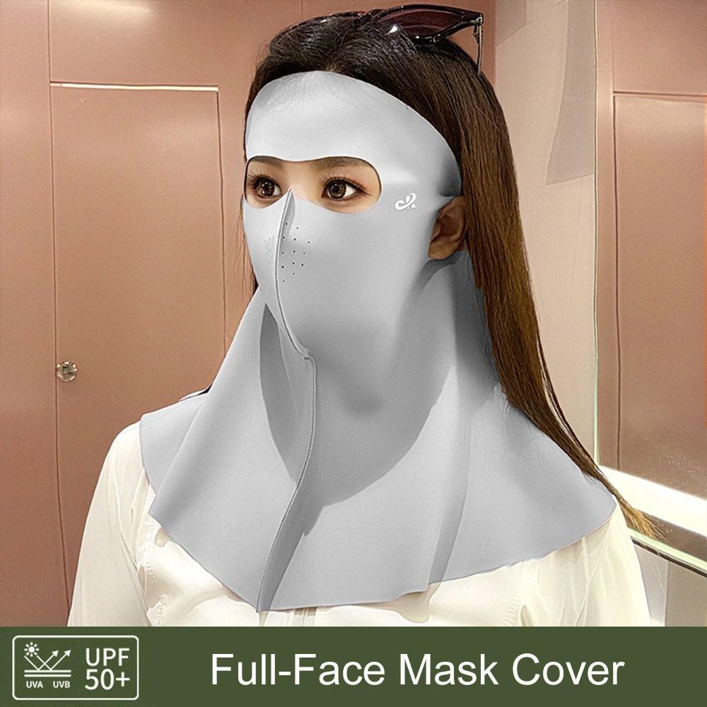 Summer Full-Face Mask Cover UPF 50+ Neck Wrap Cover Breathable Ice Silk Face Veil  for Men Women