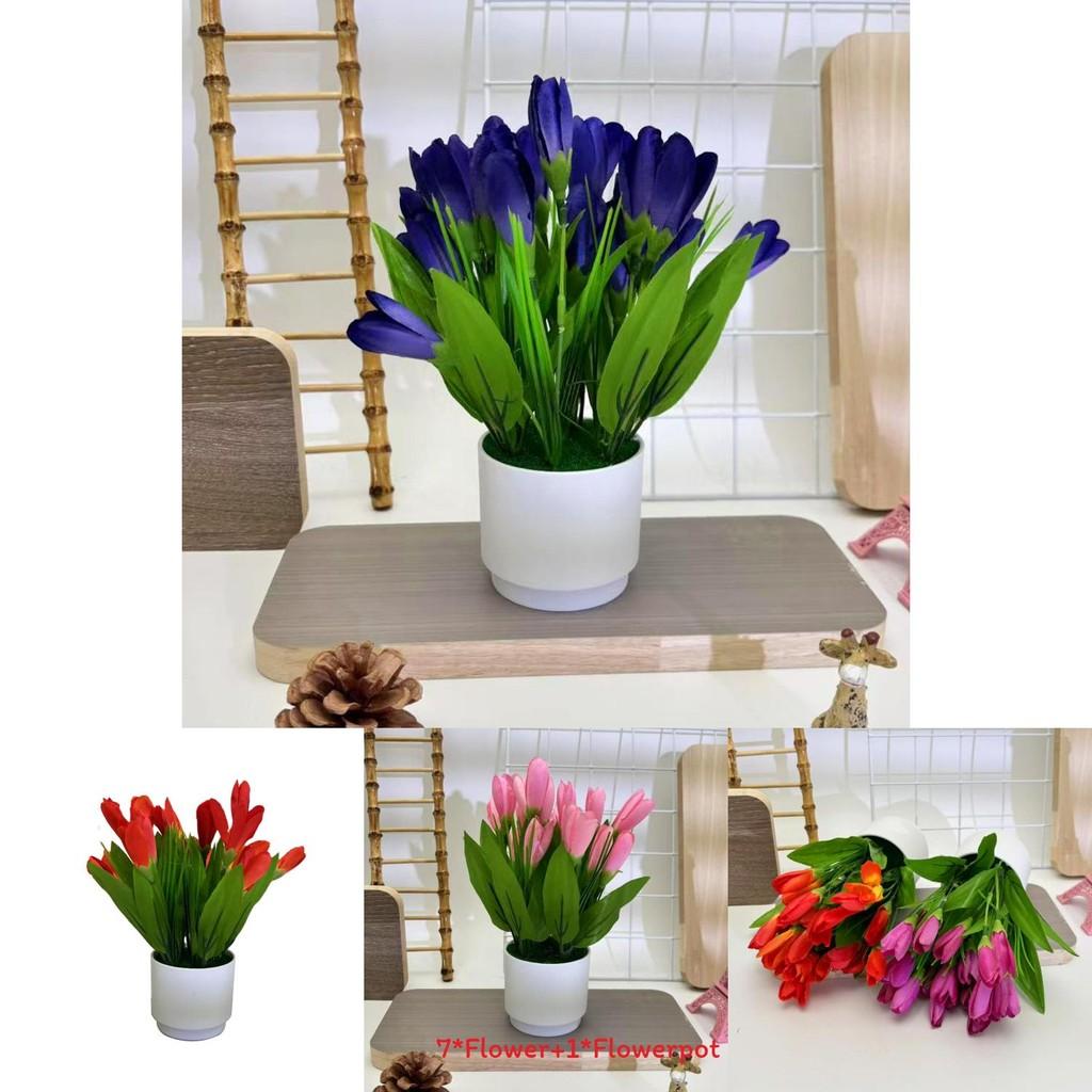 Tulip Faux Potted Plant Decorative Greenery For Party Decorations And Hospitality Settings