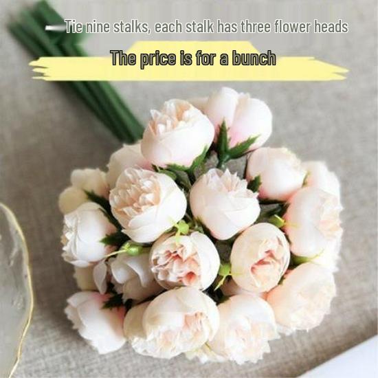 27-Head Small Rose Peony Artificial Bouquet for Home Decor or Photography Props