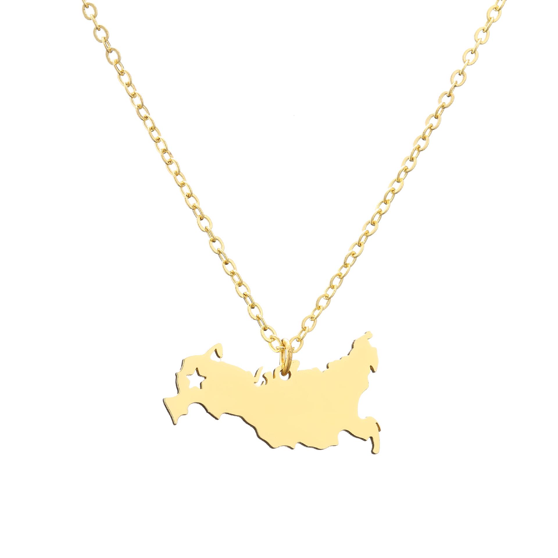 

Ожерелье с подвеской в виде карты России Страна Российская Федерация Шарм из нержавеющей стали для мужчин и женщин золотой