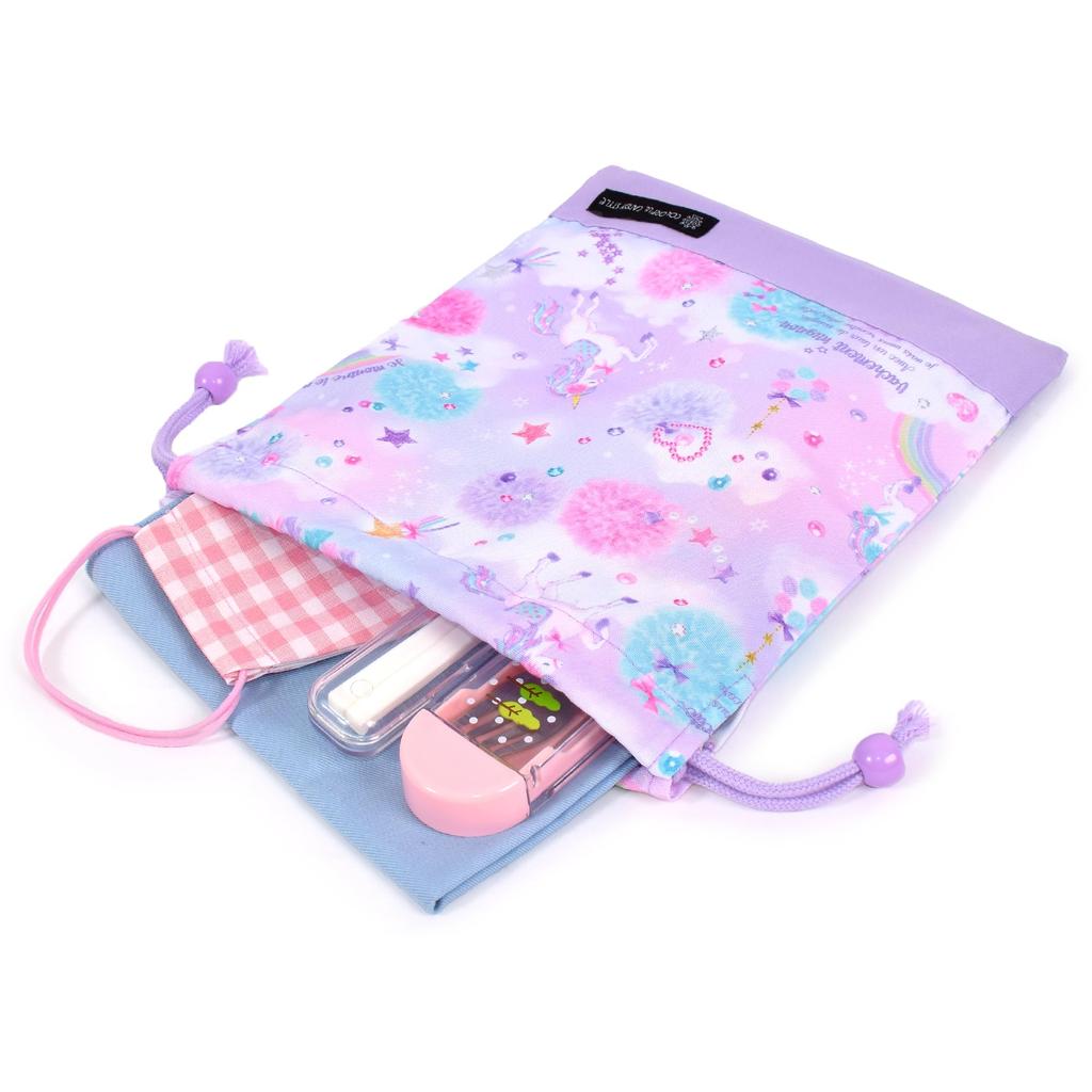 COLORFUL CANDY STYLE Drawstring Lunch No Gusset Name Unicorn Fantasy Set of Cute for Elementary Lunch NL900602 Bags, Medium, (with Tag),