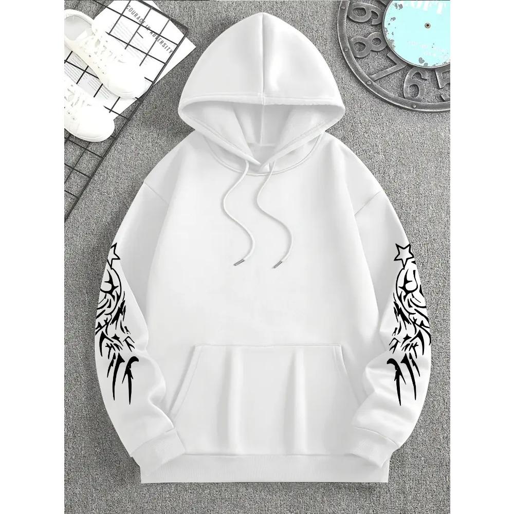 Dark Style Pattern Print Men'S Fashion Hooded Sweatshirt, Casual Versatile Hoodie