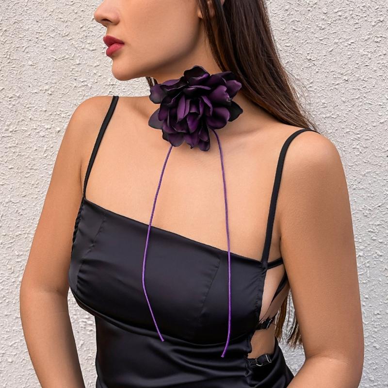 Elegant Rose Flower Clavicle Chain All-matched Necklace Women Bridal Adjustable Choker Mariage Jewelry Y2K Accessories