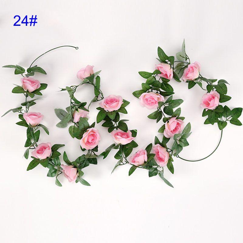 24m Silk Long Rose Fake Flower Ivy Vine Leaf Garland Wedding Party Home Decor