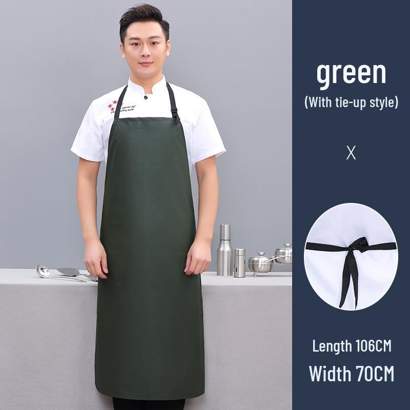 Waterproof Oil-Proof Soft Leather Apron for Kitchen, Dishwashing, Seafood Prep, and Catering - Unisex Long Style.