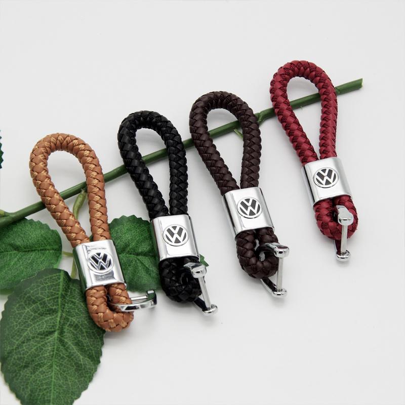 Valve Stems Caps Metal/Leather Car Styling Keychain For VW Volkswagen Golf Polo Passat Touran Jetta Key Chain Rings Accessories MF4