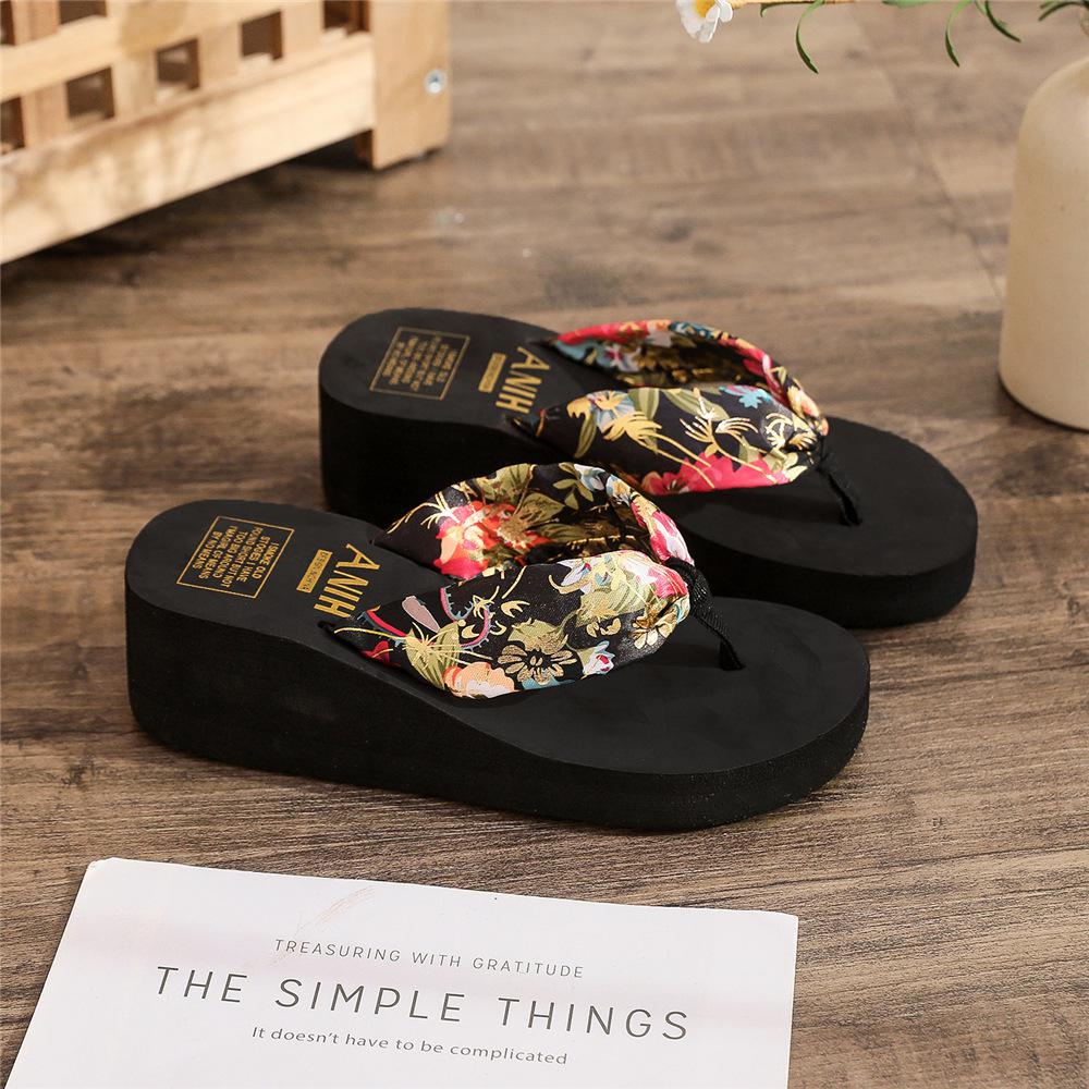 Fashion Summer Eva Black Platform Slippers Chunky Thick Soft High Heels Wedges Sandals Slippers Indoor Home Outdoor Women's Flip Flops