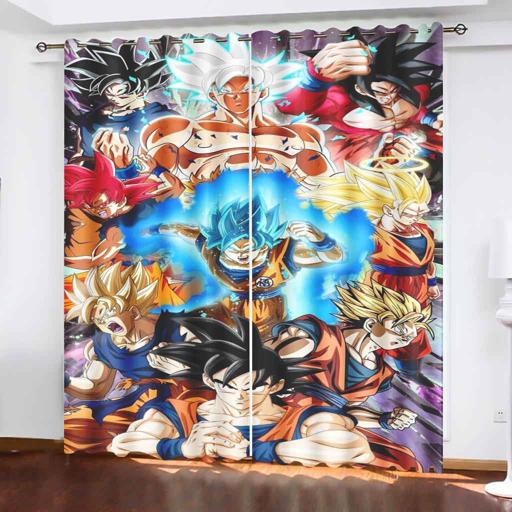 Dragon Ball Anime Curtains for Living Room Bedroom Blackout Drapes 1pc Home Decor Perforated Dustproof