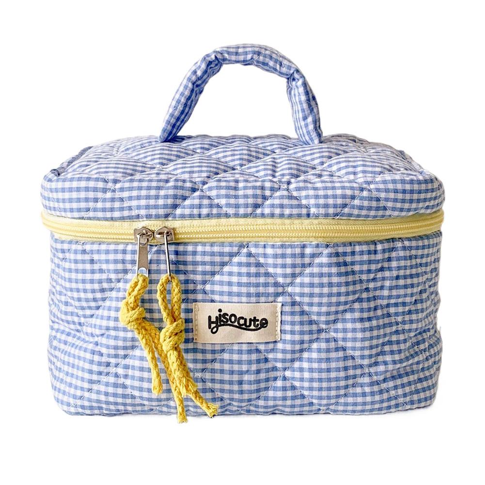 Hand-held Makeup Bag Large Capacity Portable Check Pattern Cosmetics Storage Bag Toiletries & Miscellaneous Items Storage Bag