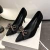 Fashion Shoes Female 2025 Fashion Shallow Women's High Heels New Butterfly-knot Office and Career Sexy Pointed Toe Plus Size Heels Women