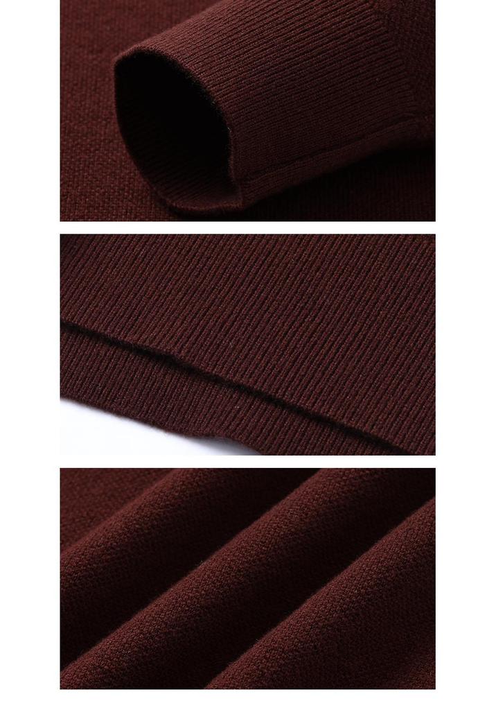Men's 100% Pure Wool Solid Color Round Neck Sweater - 2025 Autumn/Winter Collection, High-End Base Layer