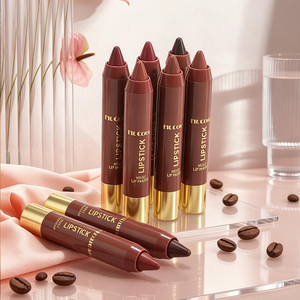 Chocolate Bronze Deep Nude Gloss Lip Crayon Fit Colors Moist Mirror Shine Lip Stick Silky Hydrating 6 Shades Long Wear Daily Night Out Lip Cosmetic