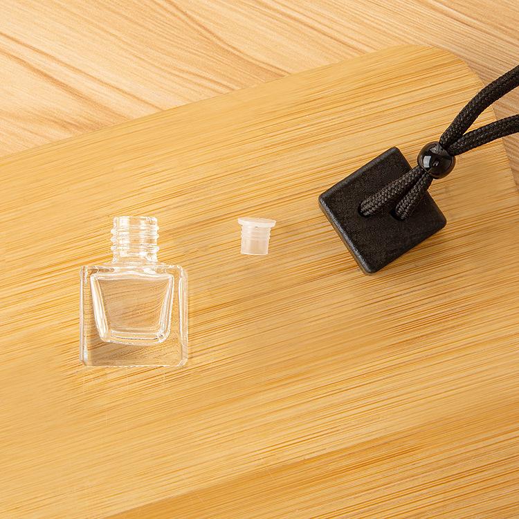 1PC car perfume bottle, essential oil perfume bottle pendant, car perfume bottle dyed square cover black cover glass bottle