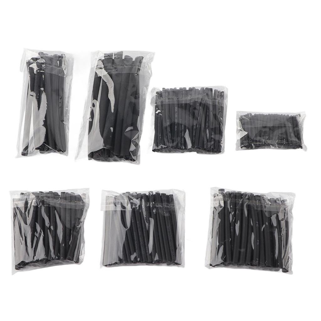 200 Psc Black Heat Shrinking Tube Set 2:1 Shrinking Ratio 10.4MPa 70 110 Celsius  Shrinkage Temp