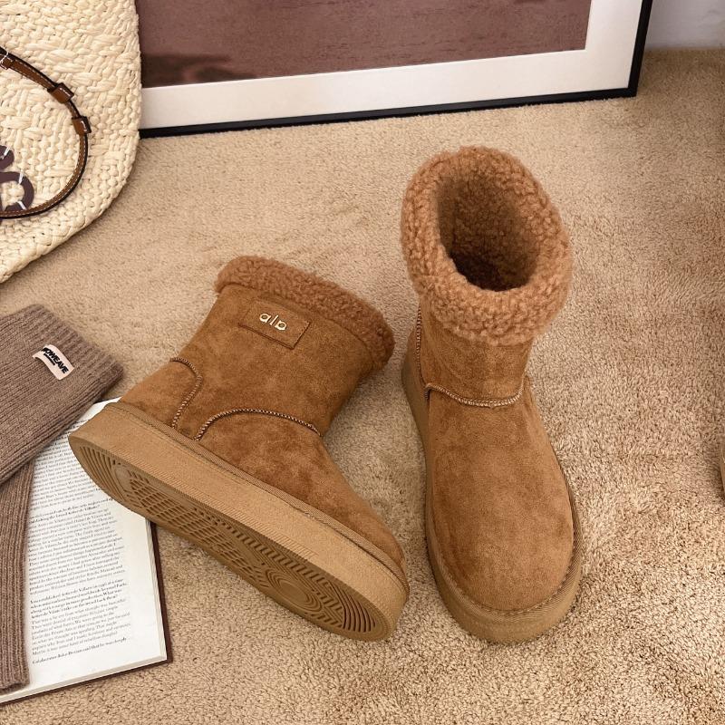 Cowhide Version Retro Thick-soled Velvet Snow Boots Women's New Winter Warm Outer Cotton Shoes