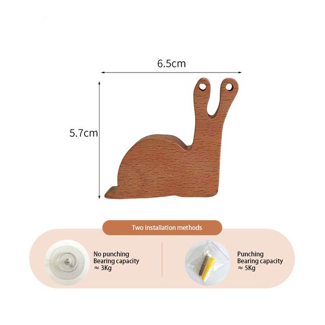 1pcs New Wooden Hook Creative Nordic Cute Animal Hook Wall Hanging Coat Hook Home Decoration Solid Wood Hook Kitchen Accessories
