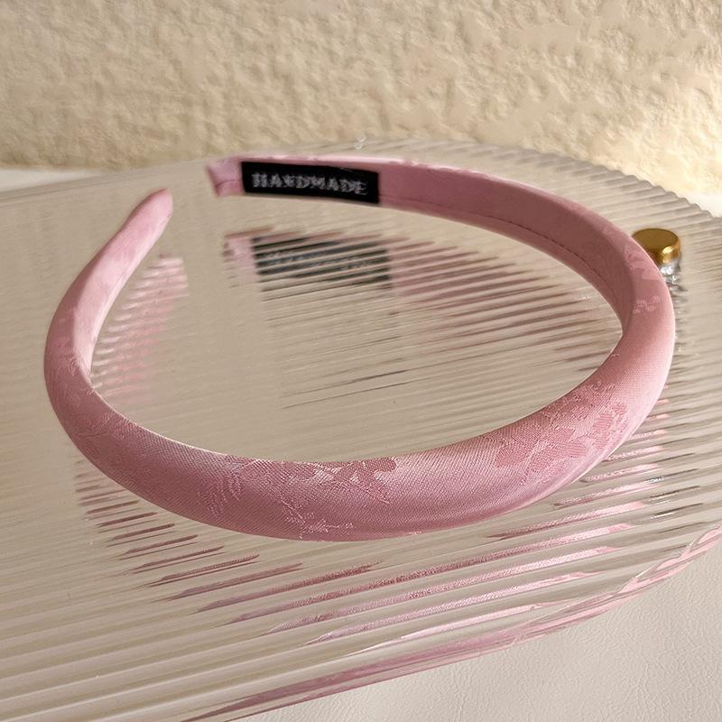 New Vintage Chinese Jacquard Satin Embroidery Thin Headband for Women Elegant Hair Band Solid Hair Hoop Fashion Hair Accessories