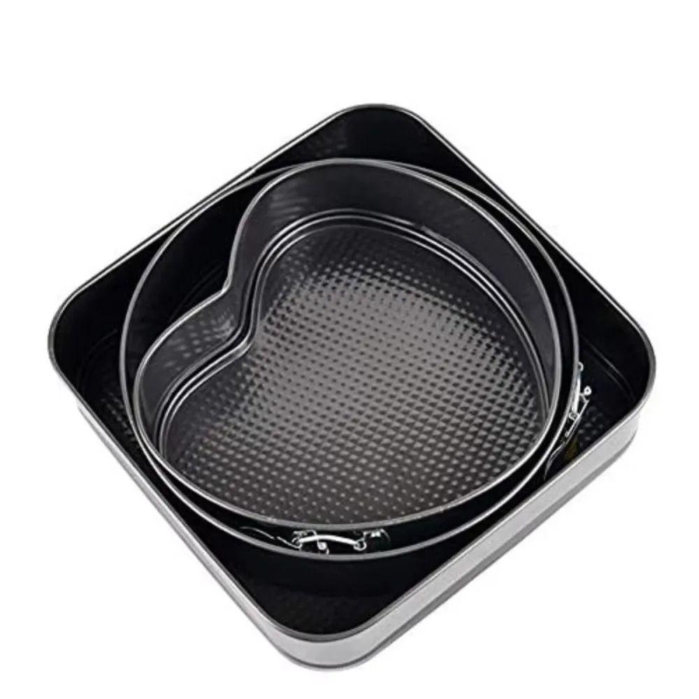 3pcs Removable Bottom Cake Embryo Mold Set Carbon Steel Live Bottom Baking Pan Tool Home Kitchen