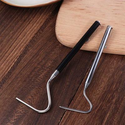 Adjustable Snake Hook Retractable Long Handle Snake Catching Tool Stainless Steel Rounded Head Reptile Handling Tool Camping