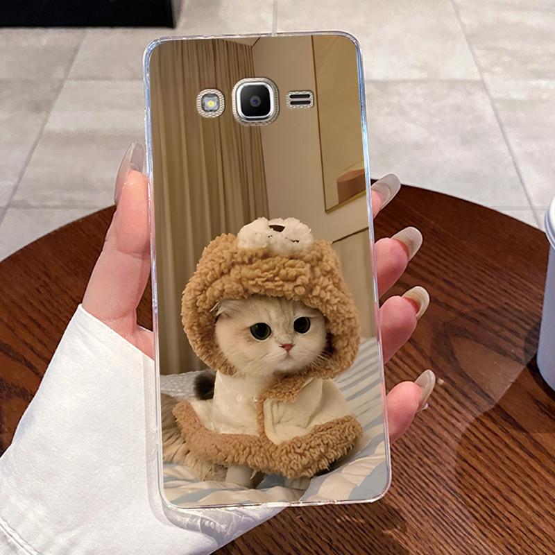 Casing For Samsung J2 Prime/G532/J2 ACE/Grand Prime Plus/G530 Aesthetic Fashion Cute Cat Soft Back Cover Transparent Phone Case