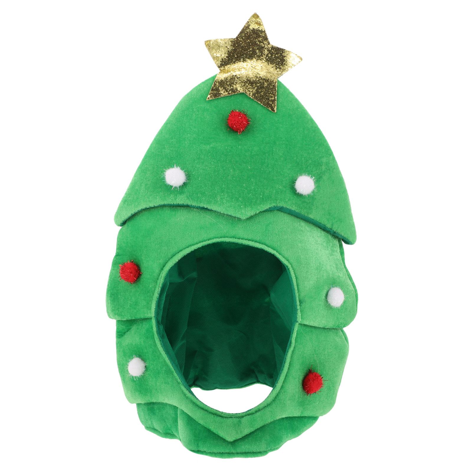 

Adult Christmas Tree Hat Unisex Festive Holiday Party Favor Lightweight Pleuche Xmas Tree Cap Holiday Theme Headwear Celebration other