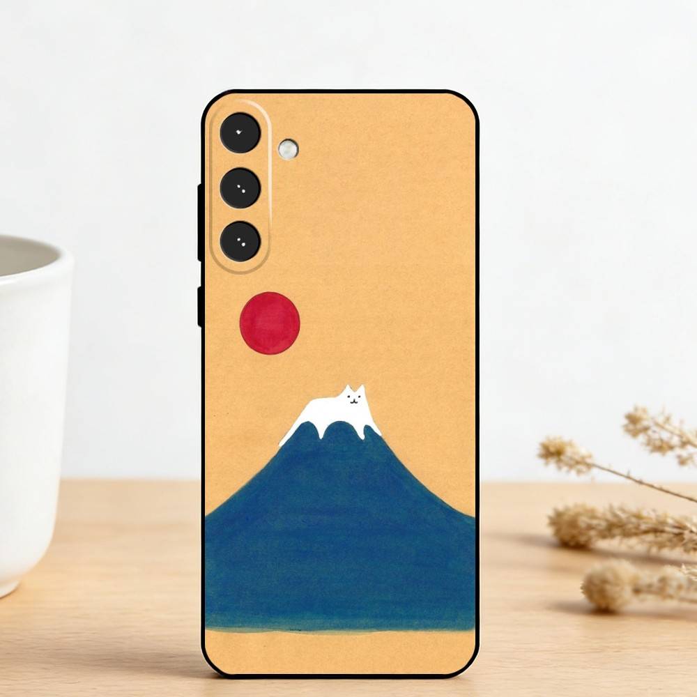C-Cute Black White Cat   Phone Case For Samsung Galaxy A73,A72,A71,A70,A53,A52,A51,Others Soft Black Cover