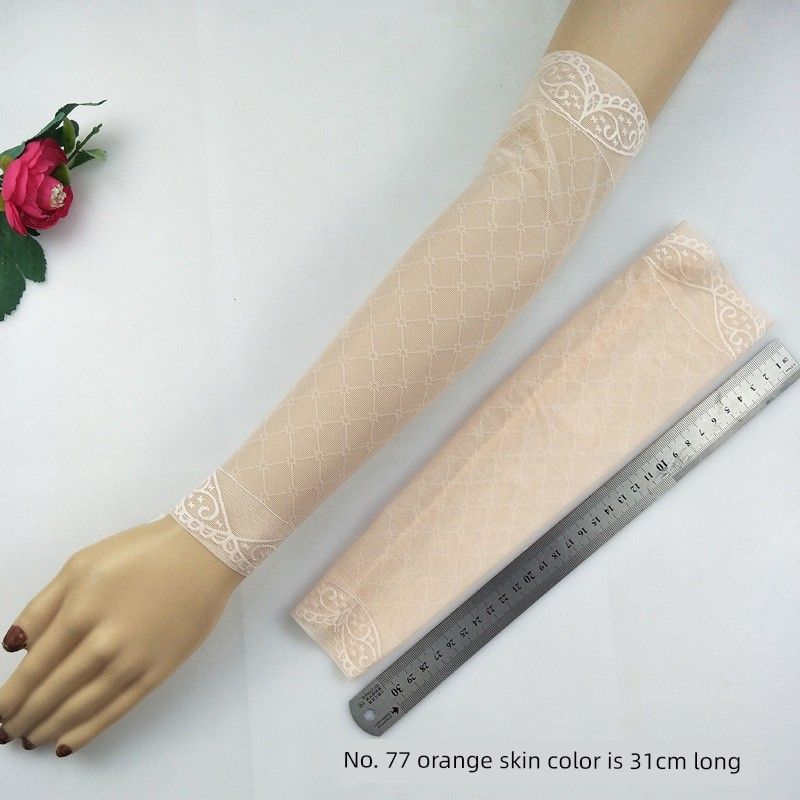 

Elbow Pad Arm Guard Heattech Oversleeve Women s Long Lace Fashion Sun Protection Driving Protection Arm Sleeve Gloves Elbow Sleeve No. 77 orange skin color is 31cm long M