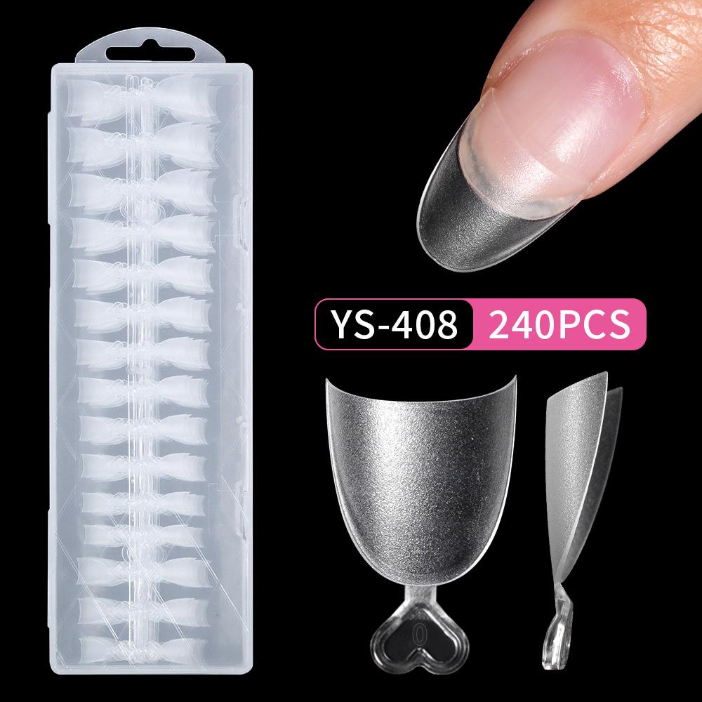 Ultra-Thin Frosted Half-Cover Nail Tips - Short Tapered Design for Seamless Manicure, 240 Pieces