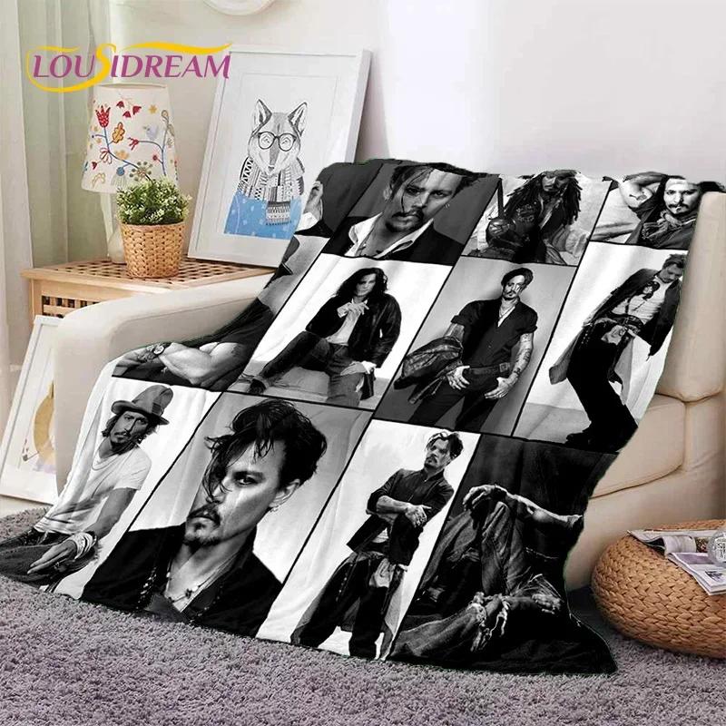 Manta Suave de Franela HD con Impresión 3D de Johnny Depp para Camas Dormitorio Sofá Picnic, Manta Ligera para Cubrir Aire Libre Ocio Regalo