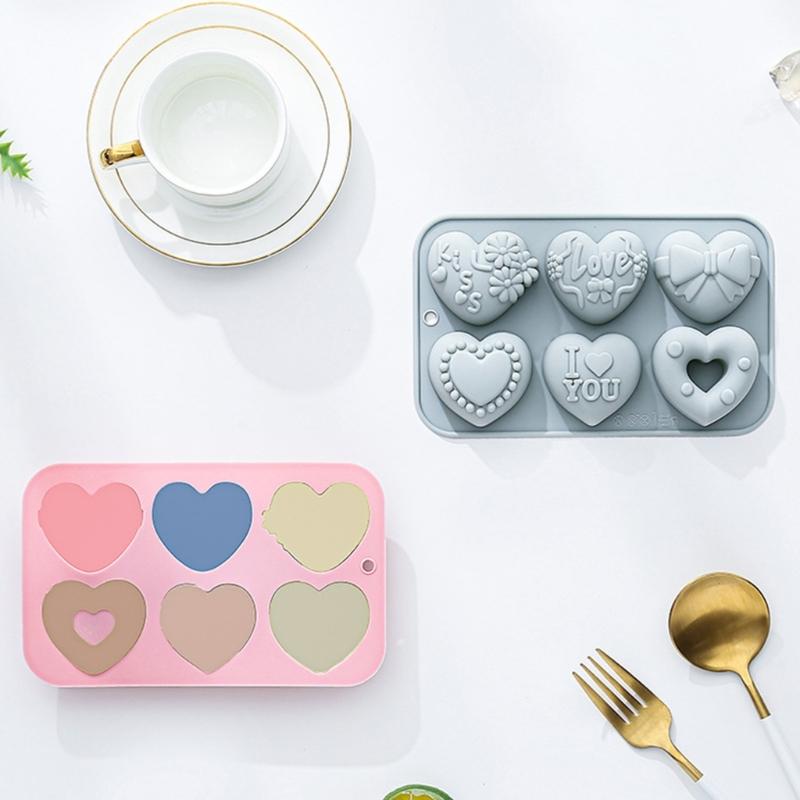 2lots Food Grade Heart Shape Silicones Molds 6 Holes Love Valentines Candy Molds For Candy Resins And Candle Making