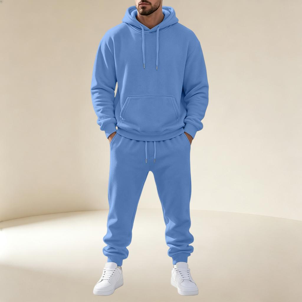Men's Pullover Hoodie Sweatshirt Athletic Set for Training and Casual Wear